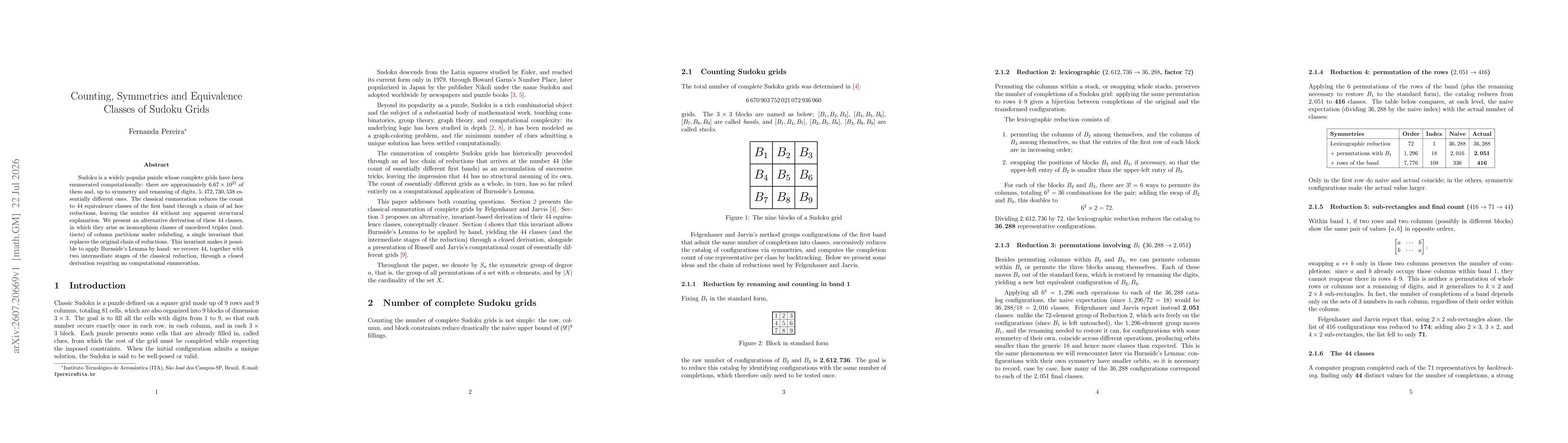 Thumbnail for Counting, Symmetries and Equivalence Classes of Sudoku Grids