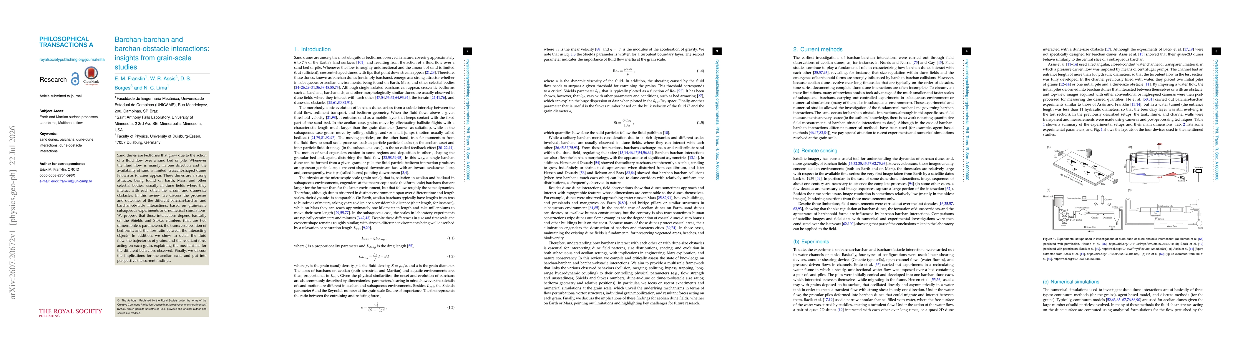 Thumbnail for Barchan-barchan and barchan-obstacle interactions: insights from grain-scale studies