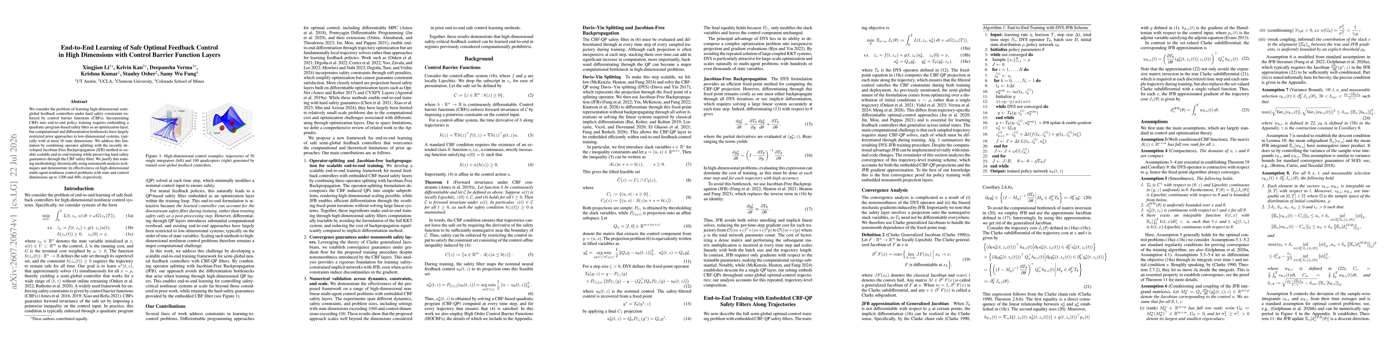 Thumbnail for End-to-End Learning of Safe Optimal Feedback Control in High Dimensions with Control Barrier Function Layers