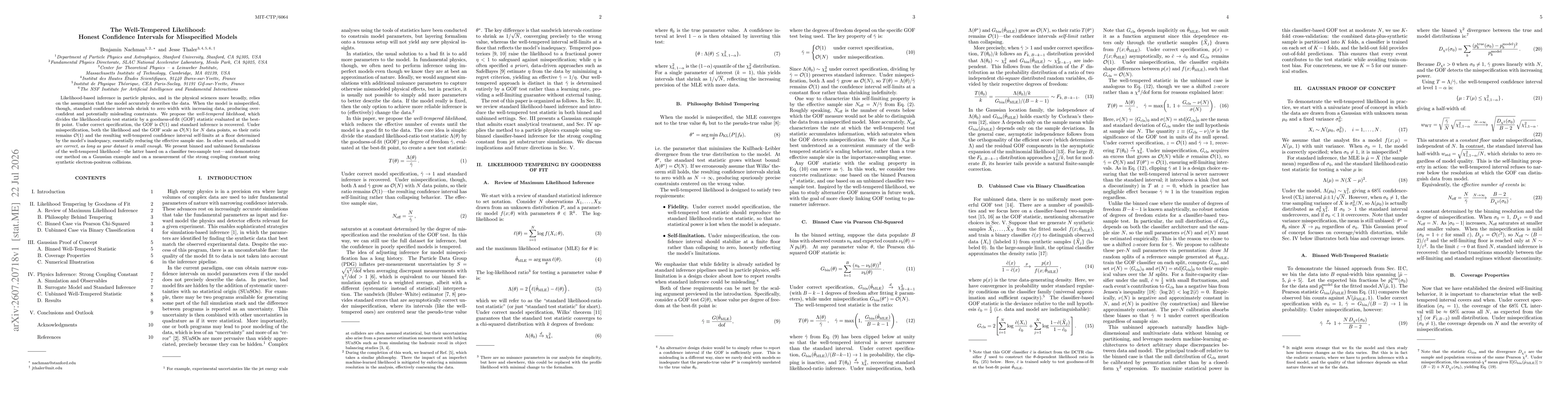 Thumbnail for The Well-Tempered Likelihood: Honest Confidence Intervals for Misspecified Models