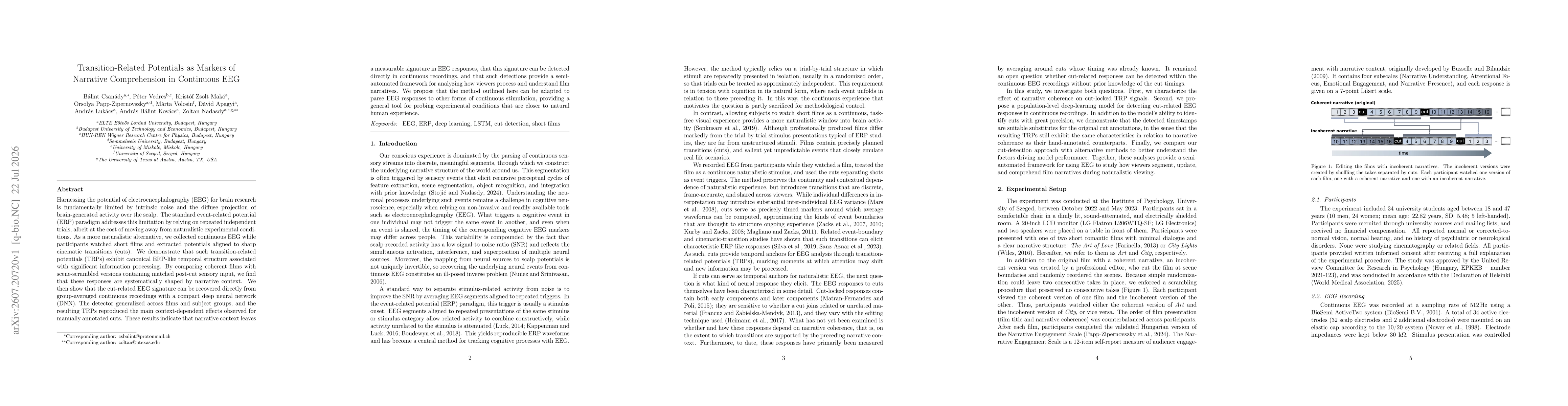 Thumbnail for Transition-Related Potentials as Markers of Narrative Comprehension in Continuous EEG