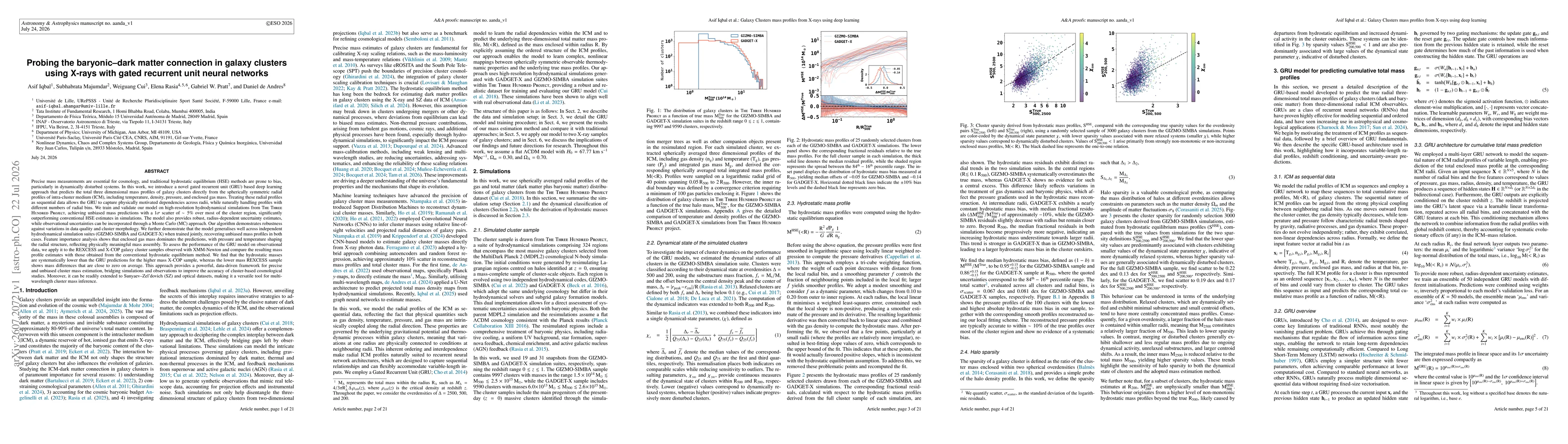 Thumbnail for Probing the baryonic--dark matter connection in galaxy clusters using X-rays with gated recurrent unit neural networks