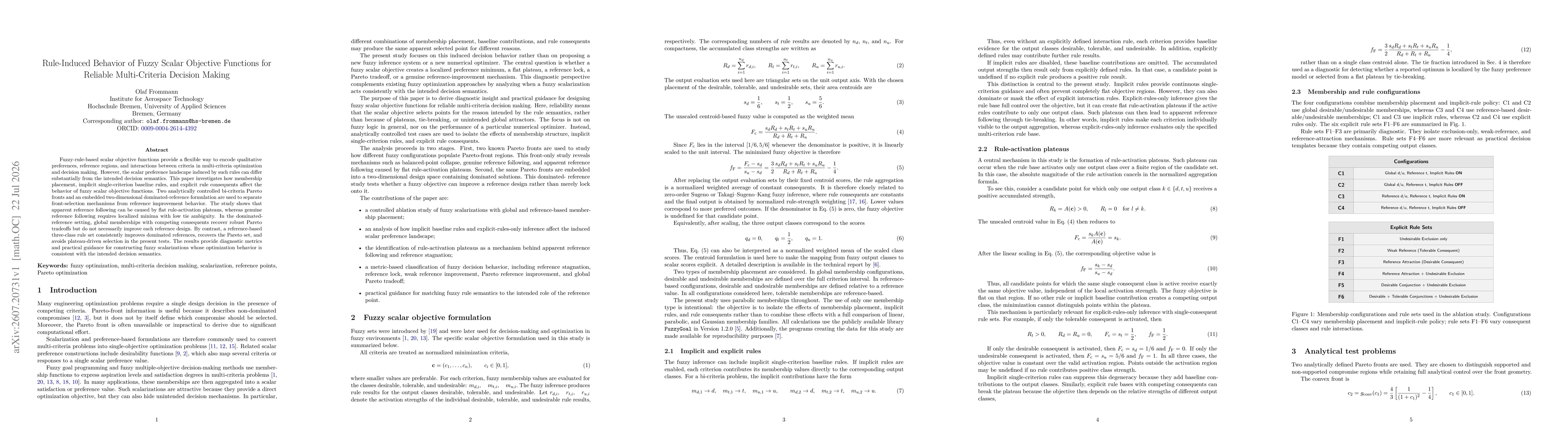 Thumbnail for Rule-Induced Behavior of Fuzzy Scalar Objective Functions for Reliable Multi-Criteria Decision Making