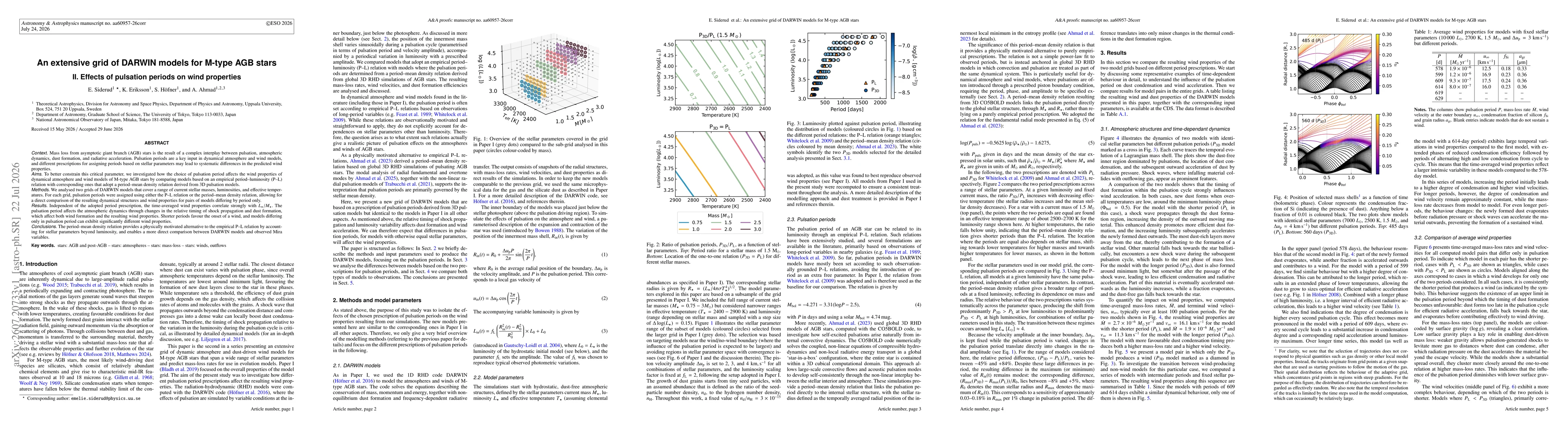 Thumbnail for An extensive grid of DARWIN models for M-type AGB stars II. Effects of pulsation periods on wind properties