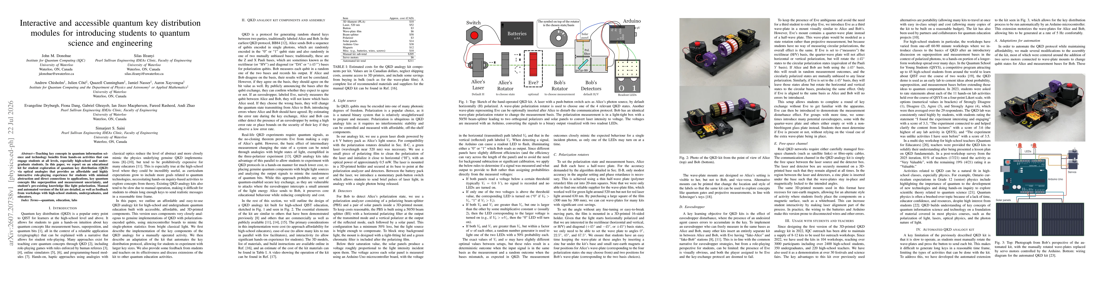 Thumbnail for Interactive and accessible quantum key distribution modules for introducing students to quantum science and engineering