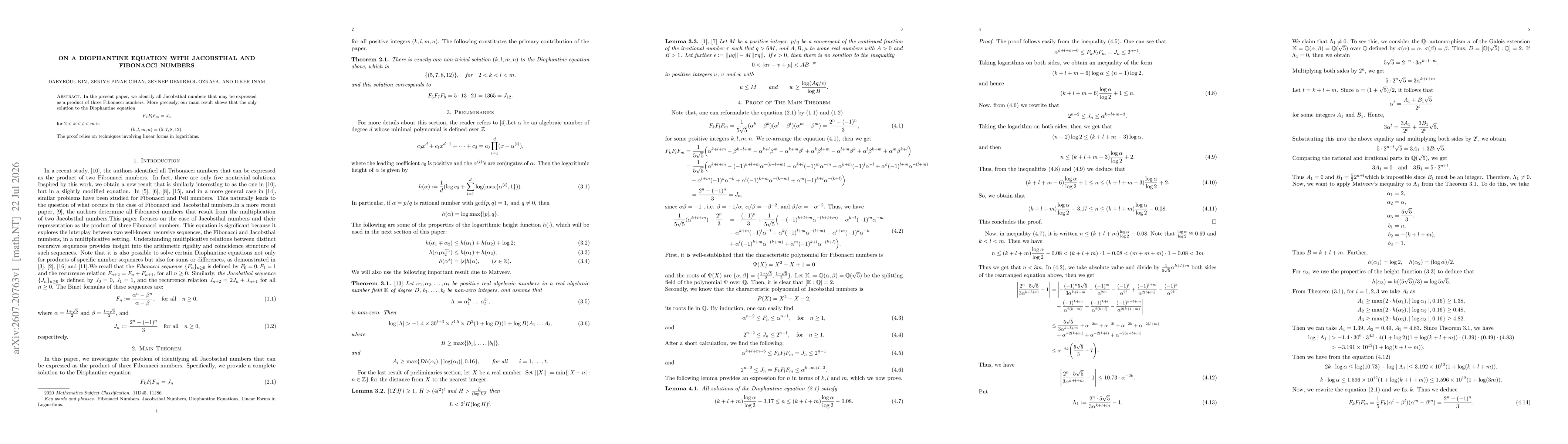 Thumbnail for On a Diophantine Equation with Jacobsthal and Fibonacci Numbers