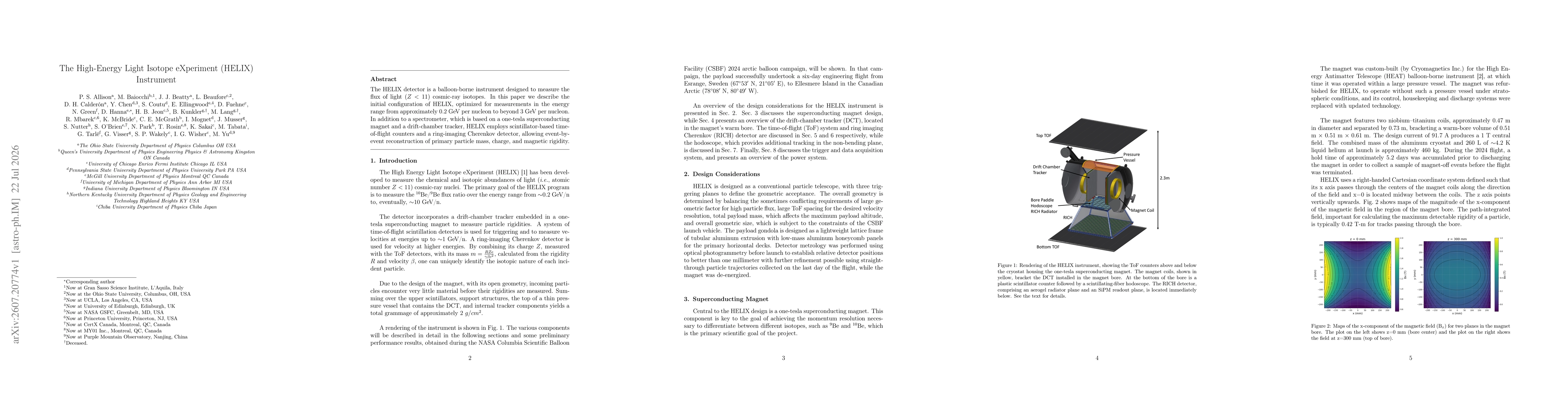 Thumbnail for The High-Energy Light Isotope eXperiment (HELIX) Instrument