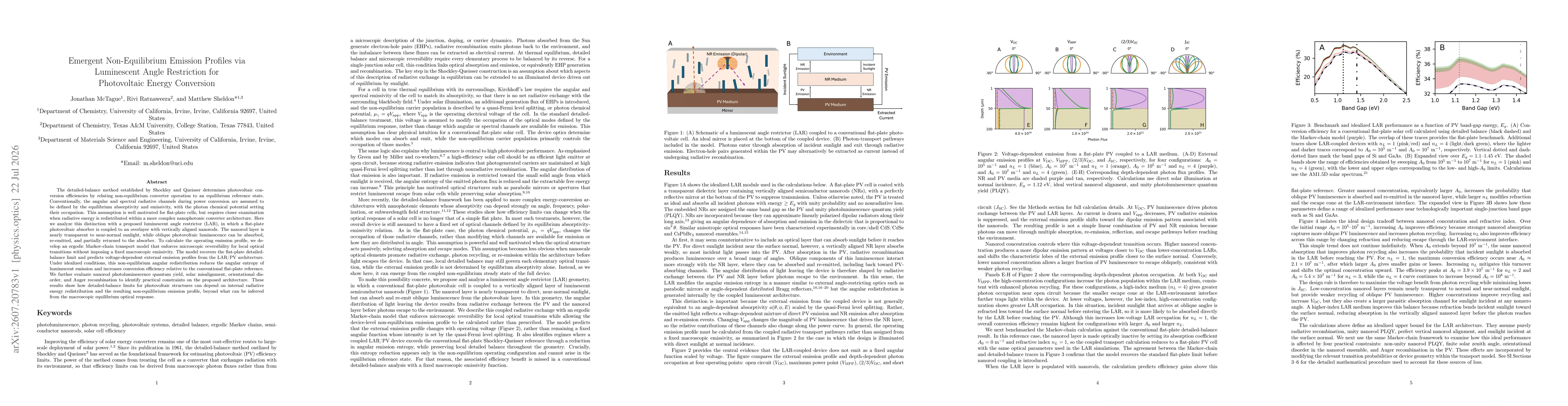 Thumbnail for Emergent Non-Equilibrium Emission Profiles via Luminescent Angle Restriction for Photovoltaic Energy Conversion