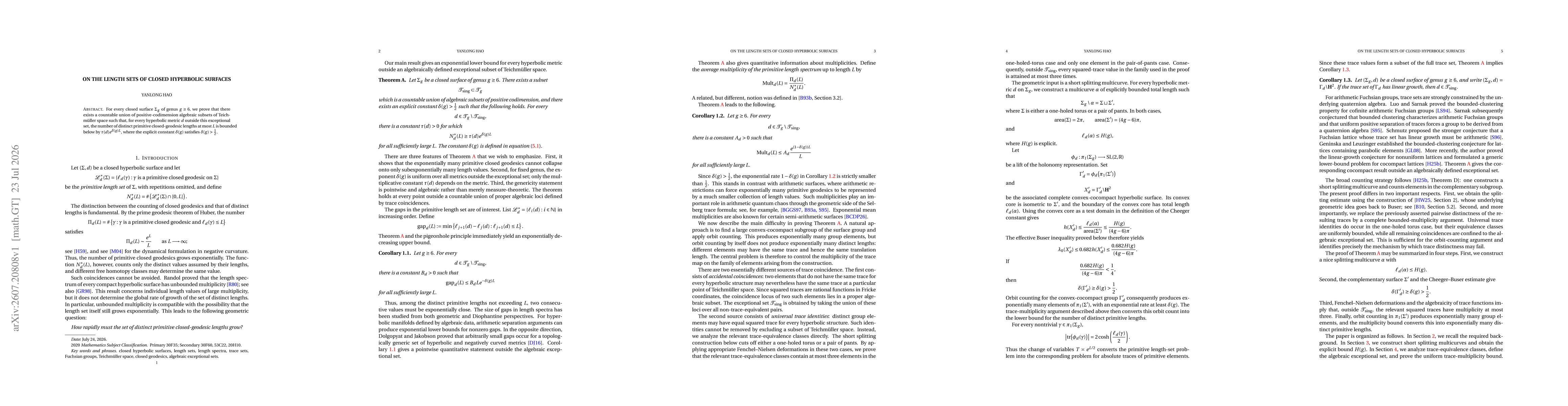 Thumbnail for On the length sets of closed hyperbolic surfaces