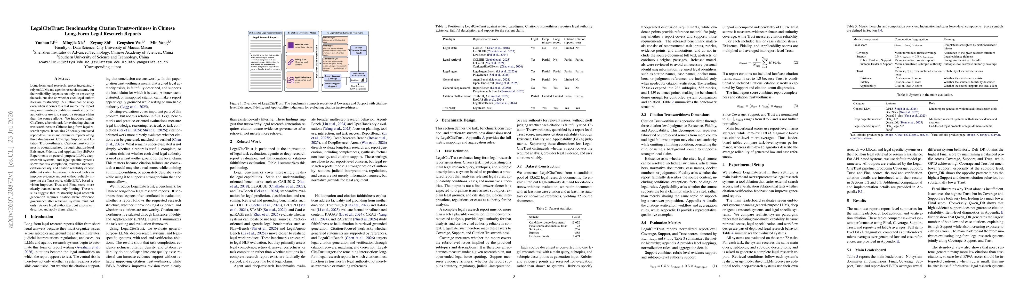 Thumbnail for LegalCiteTrust: Benchmarking Citation Trustworthiness in Chinese Long-Form Legal Research Reports
