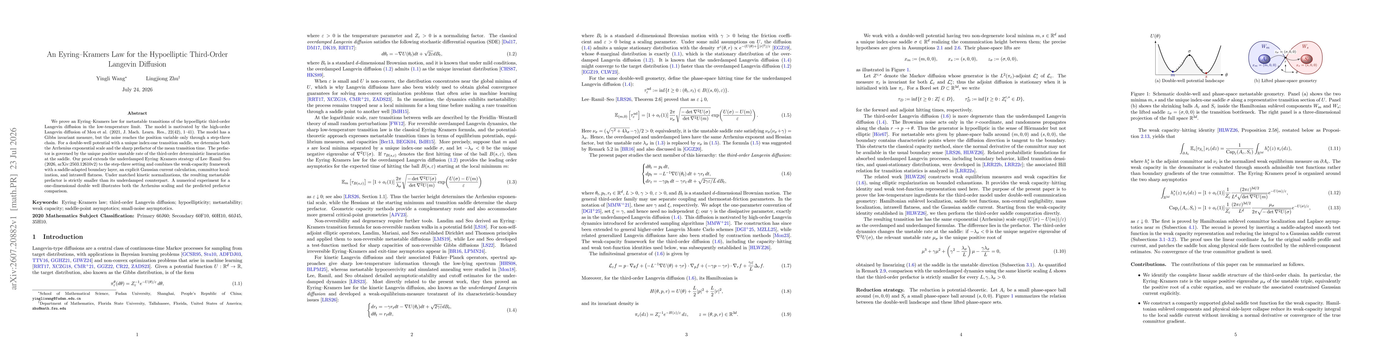 Thumbnail for An Eyring--Kramers Law for the Hypoelliptic Third-Order Langevin Diffusion