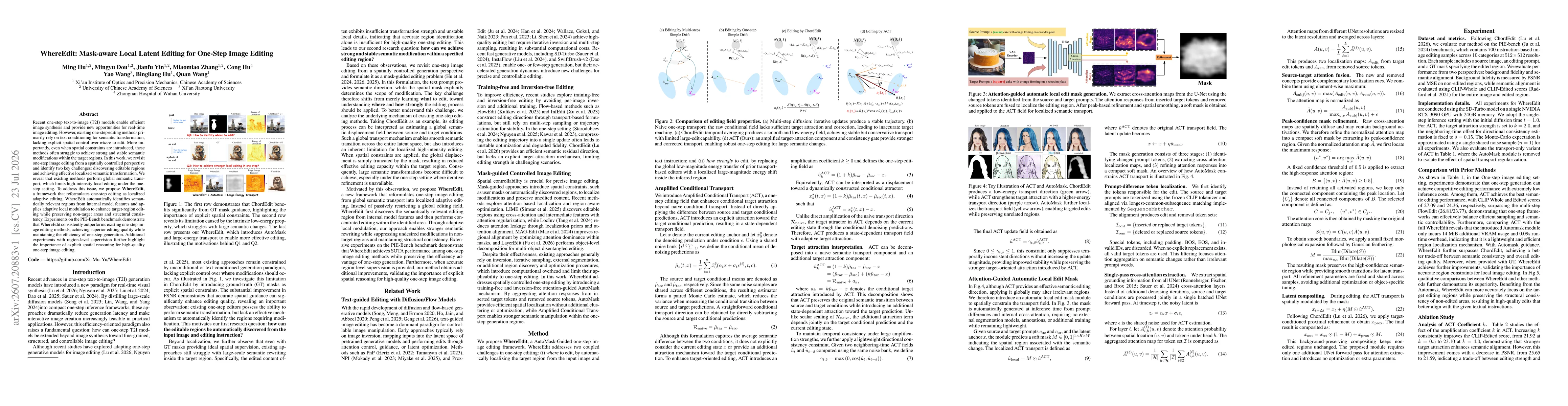 Thumbnail for WhereEdit: Mask-aware Local Latent Editing for One-Step Image Editing