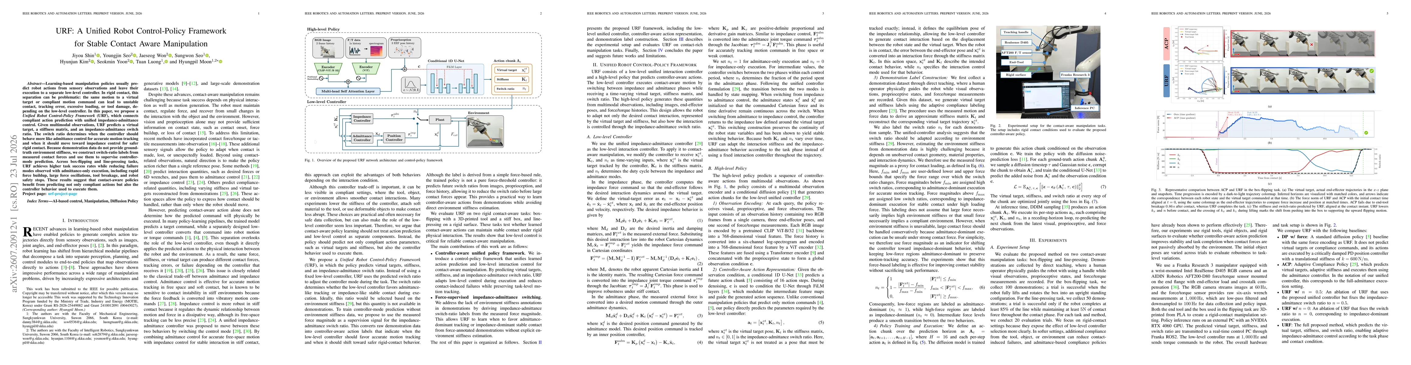 Thumbnail for URF: A Unified Robot Control-Policy Framework for Stable Contact Aware Manipulation