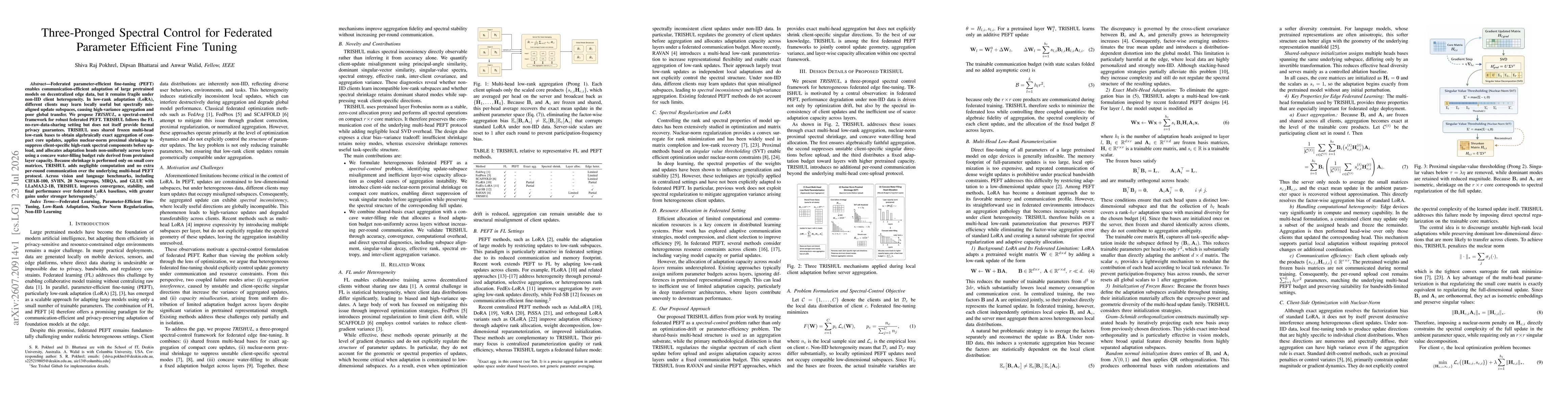 Thumbnail for Three-Pronged Spectral Control for Federated Parameter Efficient Fine Tuning