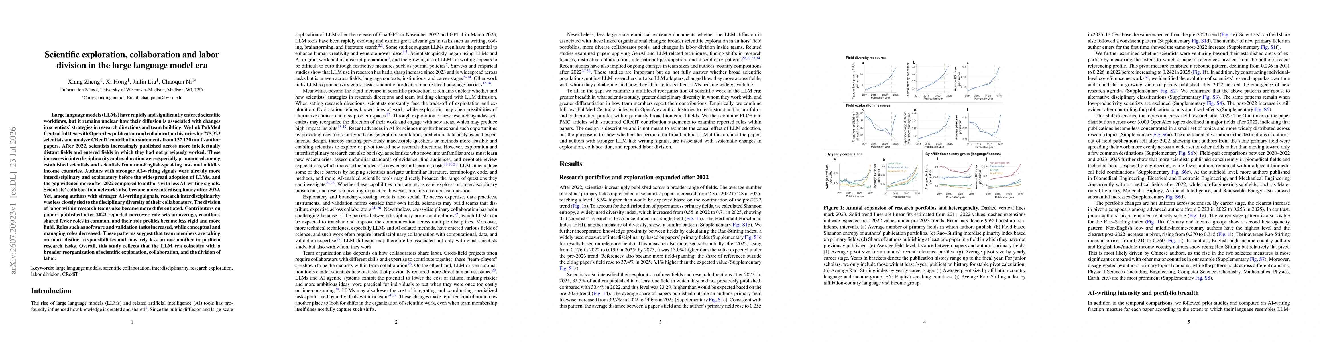 Thumbnail for Scientific exploration, collaboration and labor division in the large language model era