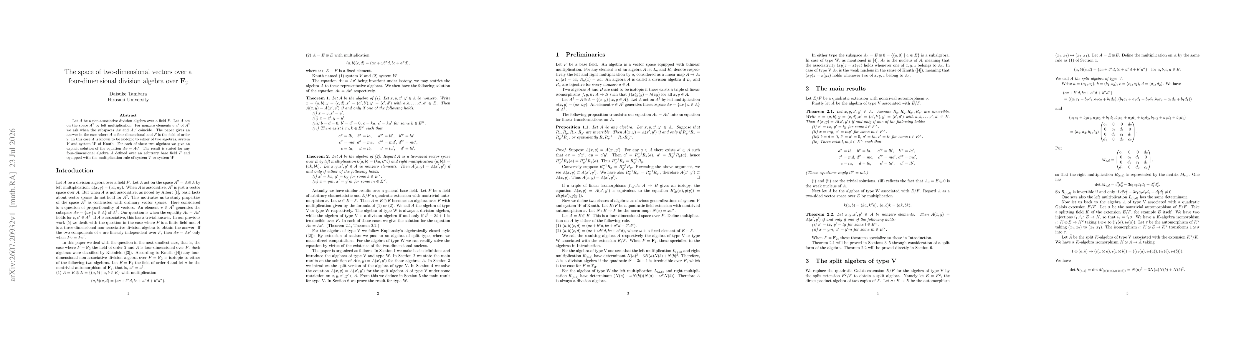 Thumbnail for The space of two-dimensional vectors over a four-dimensional division algebra over $F_2$