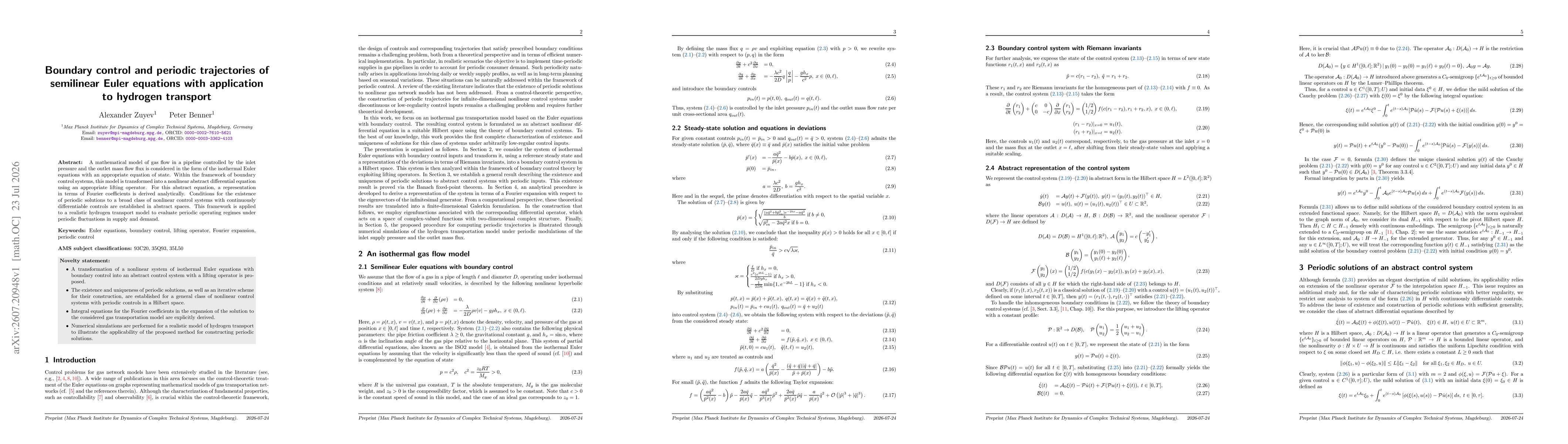 Thumbnail for Boundary control and periodic trajectories of semilinear Euler equations with application to hydrogen transport