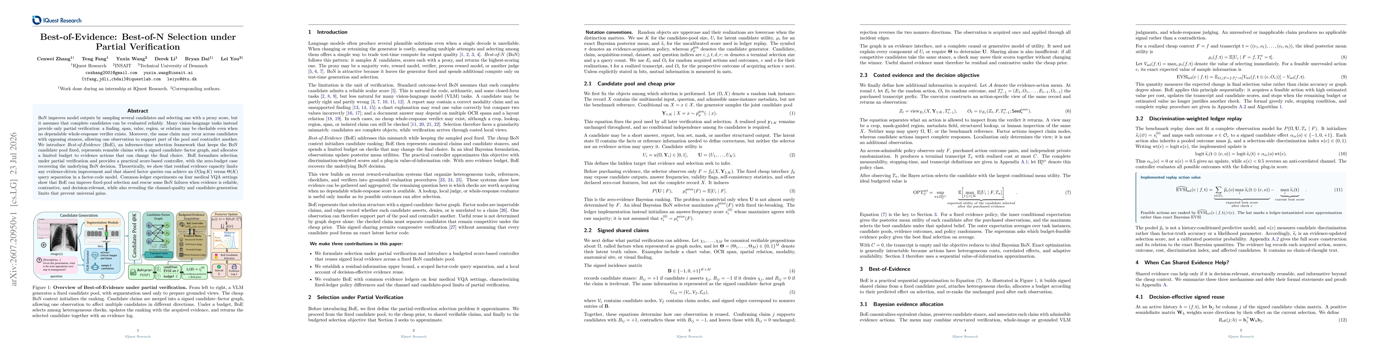 Thumbnail for Best-of-Evidence: Best-of-N Selection under Partial Verification