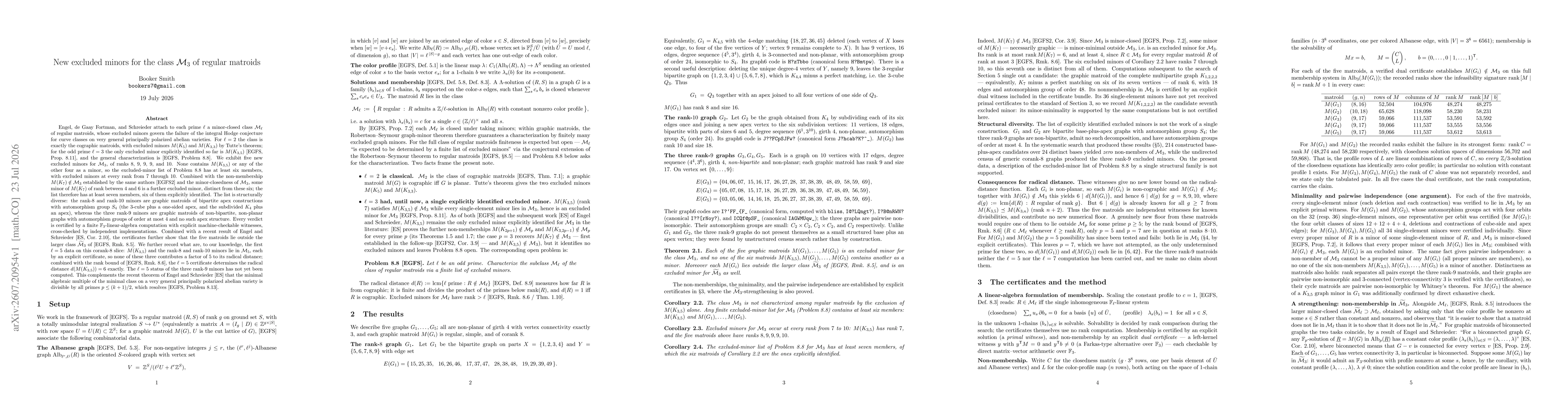 Thumbnail for New excluded minors for the class $\mathcal{M}_3$ of regular matroids