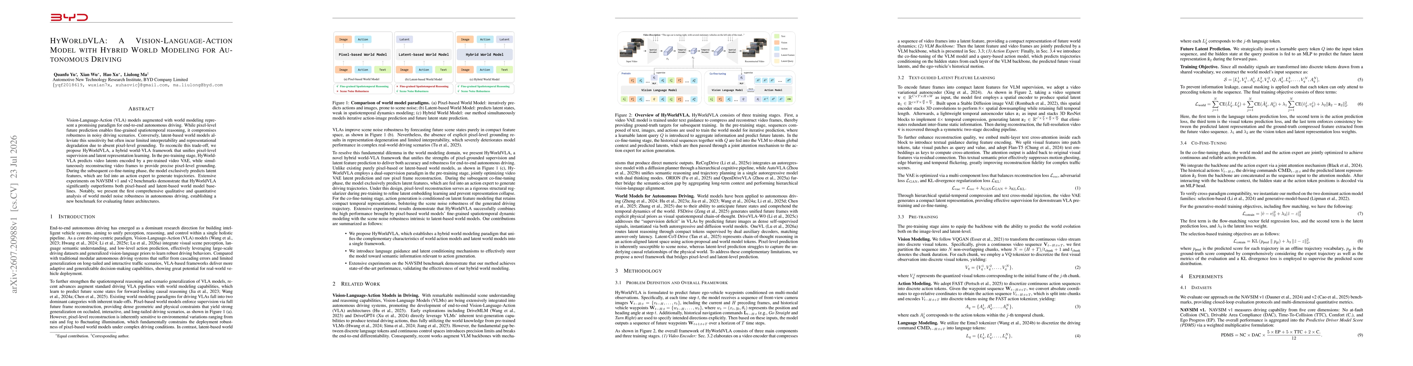Thumbnail for HyWorldVLA: A Vision-Language-Action Model with Hybrid World Modeling for Autonomous Driving