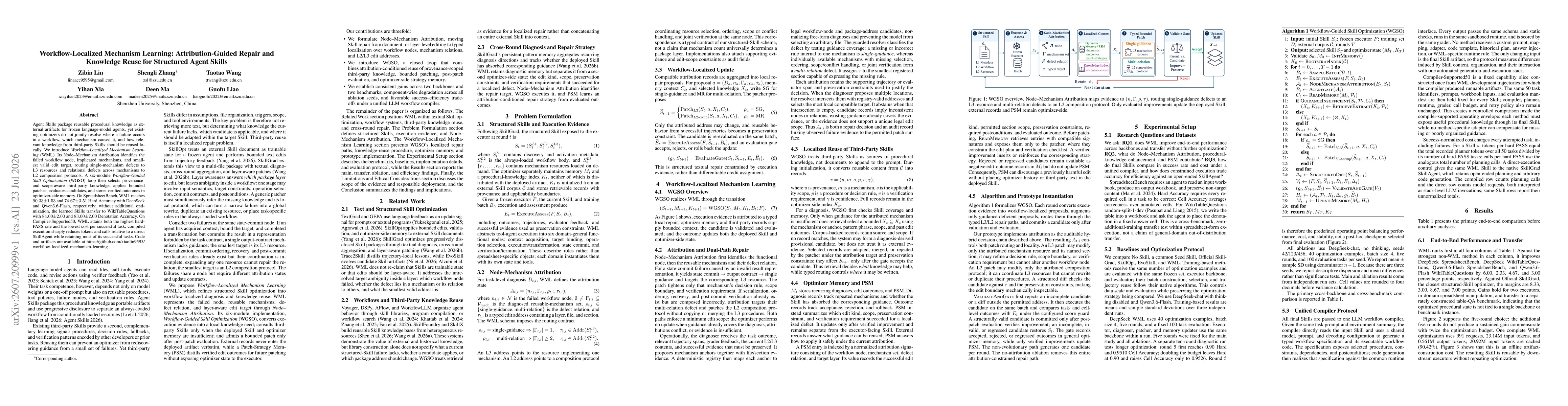 Thumbnail for Workflow-Localized Mechanism Learning: Attribution-Guided Repair and Knowledge Reuse for Structured Agent Skills
