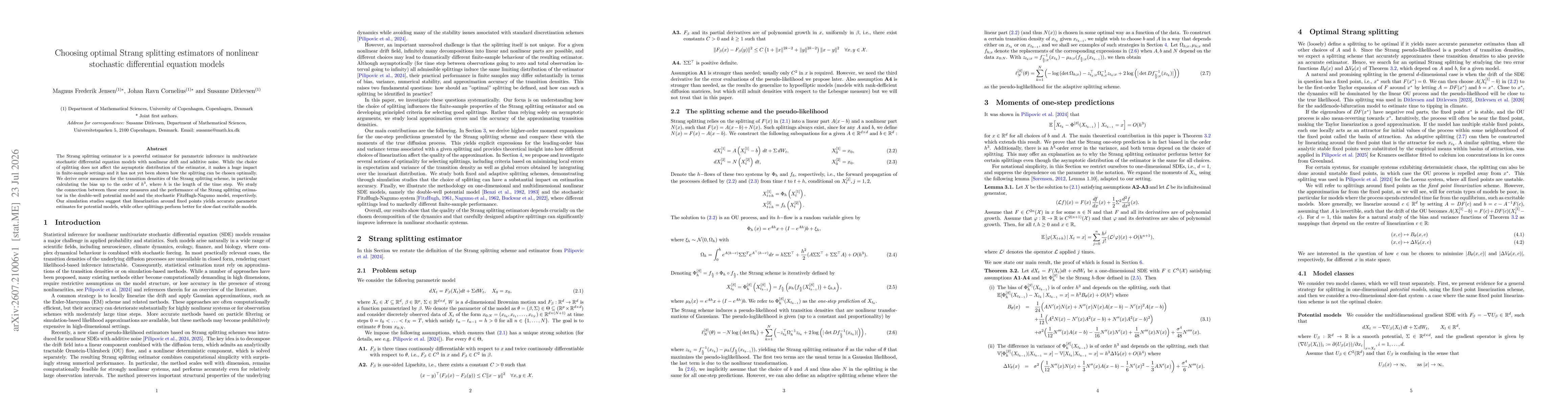 Thumbnail for Choosing optimal Strang splitting estimators of nonlinear stochastic differential equation models