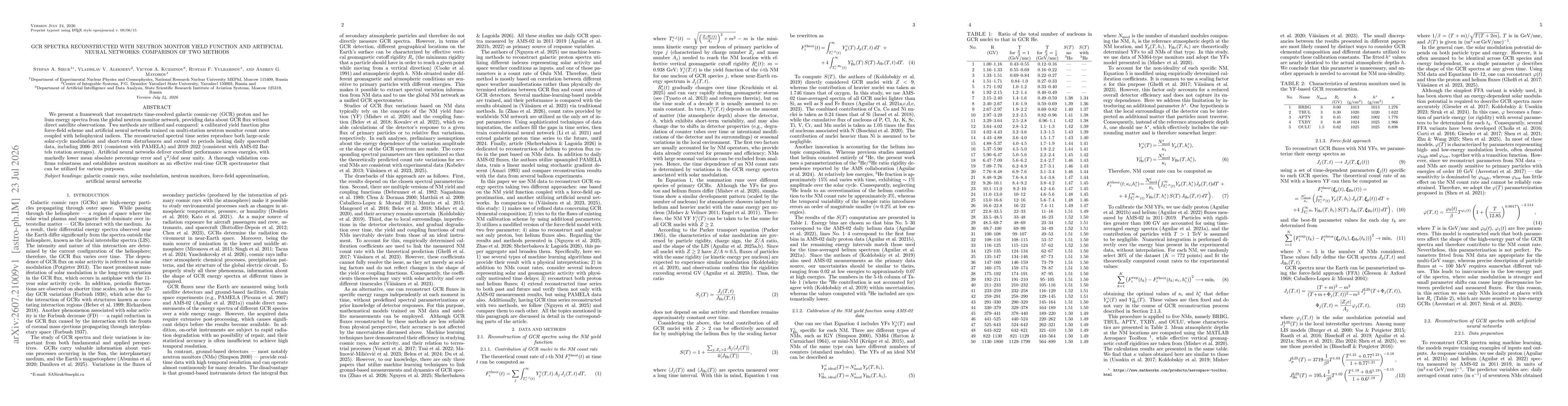 Thumbnail for GCR Spectra Reconstructed with Neutron Monitor Yield Function and Artificial Neural Networks: Comparison of Two Methods