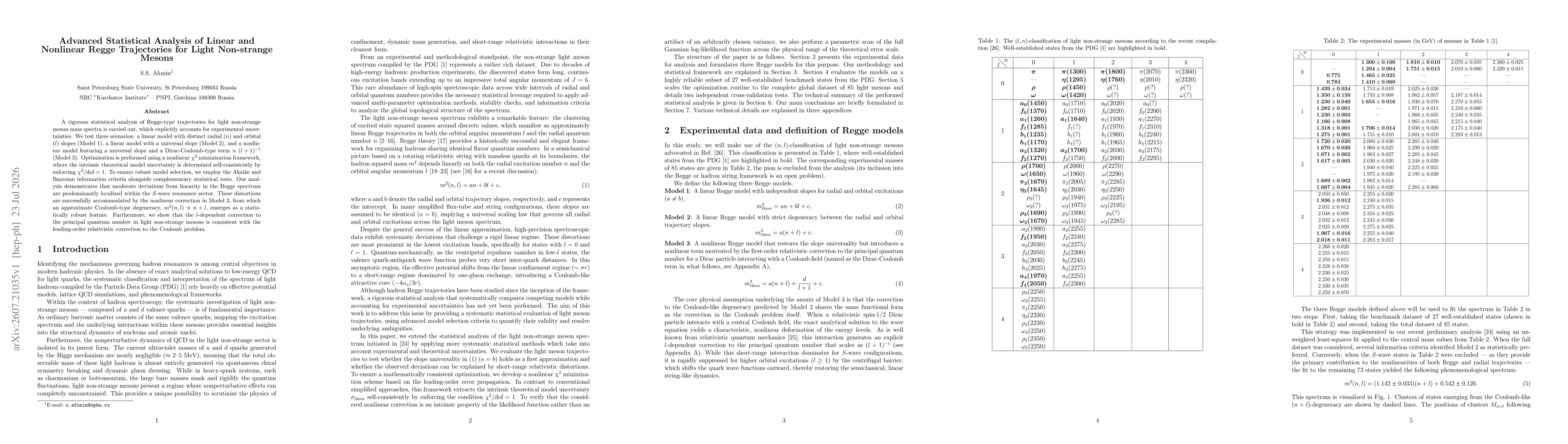 Thumbnail for Advanced Statistical Analysis of Linear and Nonlinear Regge Trajectories for Light Non-strange Mesons