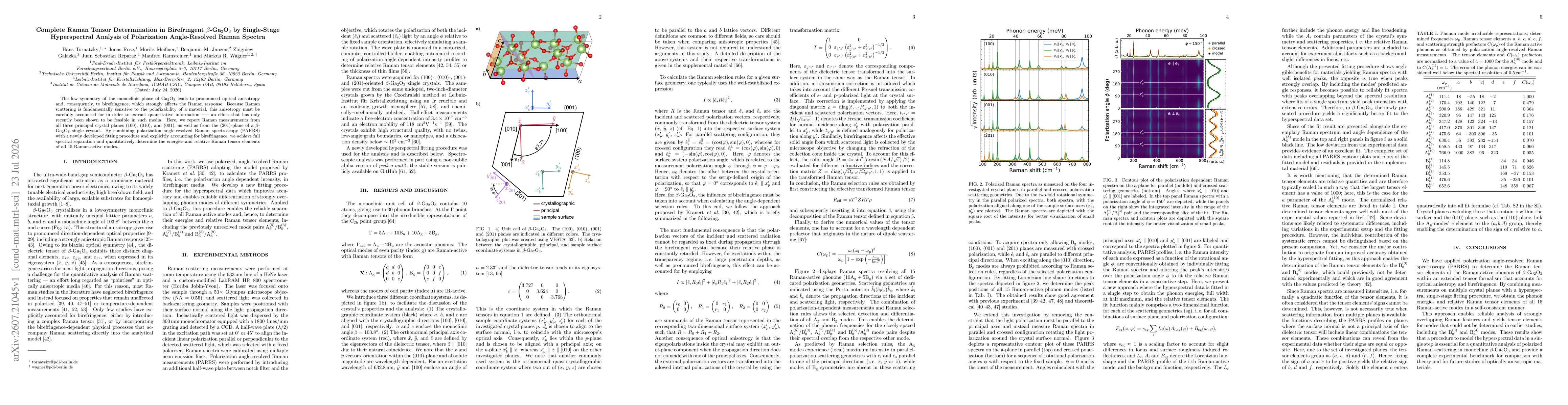 Thumbnail for Complete Raman Tensor Determination in Birefringent $β$-Ga$_2$O$_3$ by Single-Stage Hyperspectral Analysis of Polarization Angle-Resolved Raman Spectra