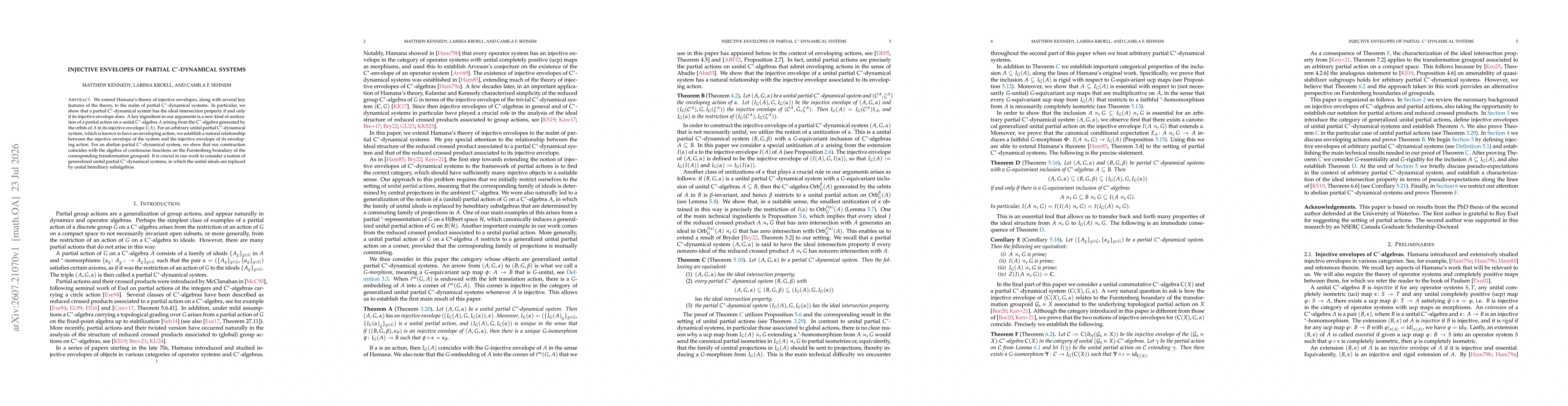 Thumbnail for Injective envelopes of partial C*-dynamical systems