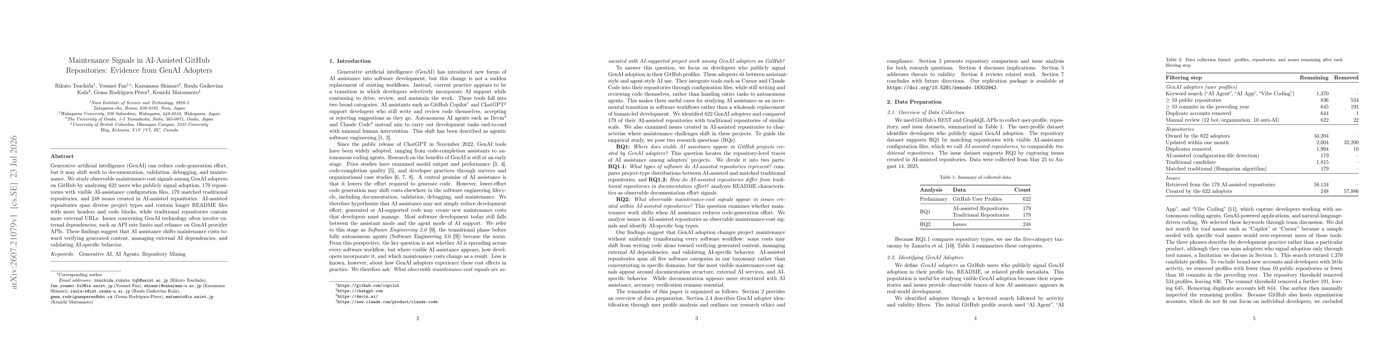 Thumbnail for Maintenance Signals in AI-Assisted GitHub Repositories: Evidence from GenAI Adopters