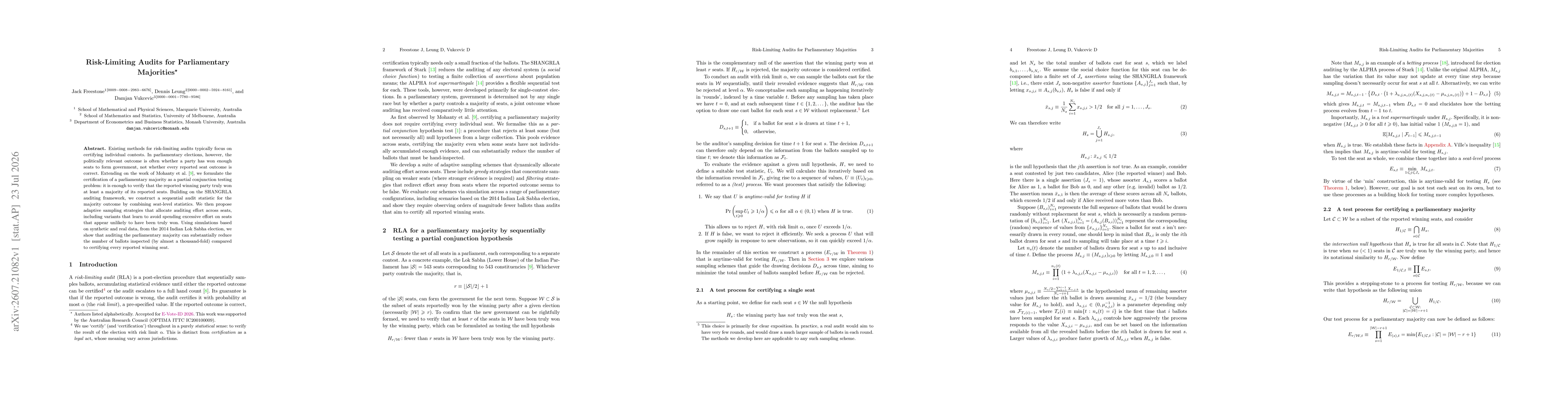Thumbnail for Risk-Limiting Audits for Parliamentary Majorities
