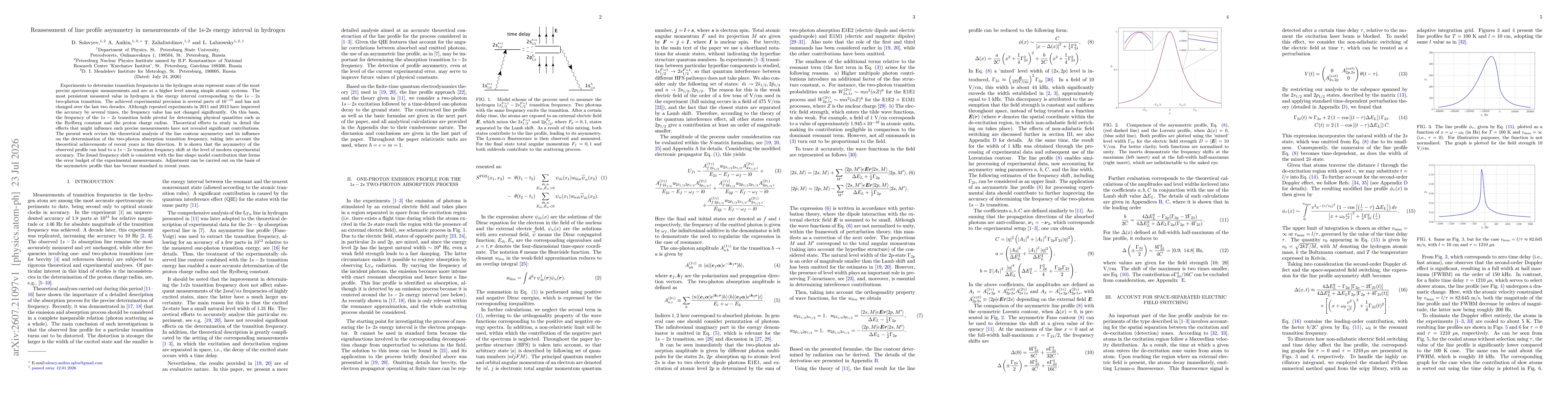 Thumbnail for Reassessment of line profile asymmetry in measurements of the 1s-2s energy interval in hydrogen
