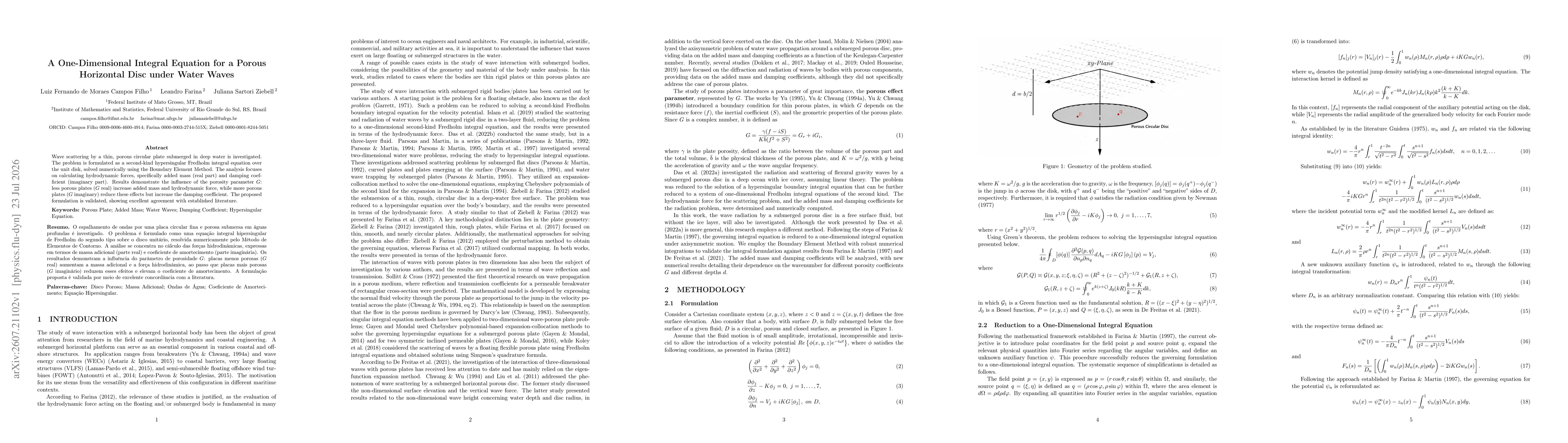 Thumbnail for A One-Dimensional Integral Equation for a Porous Horizontal Disc under Water Waves