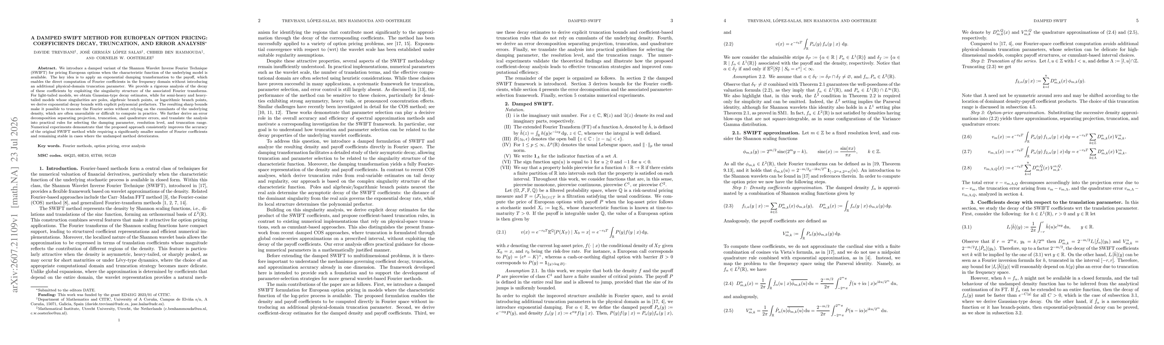Thumbnail for A Damped SWIFT Method for European Option Pricing: Coefficients Decay, Truncation, and Error Analysis