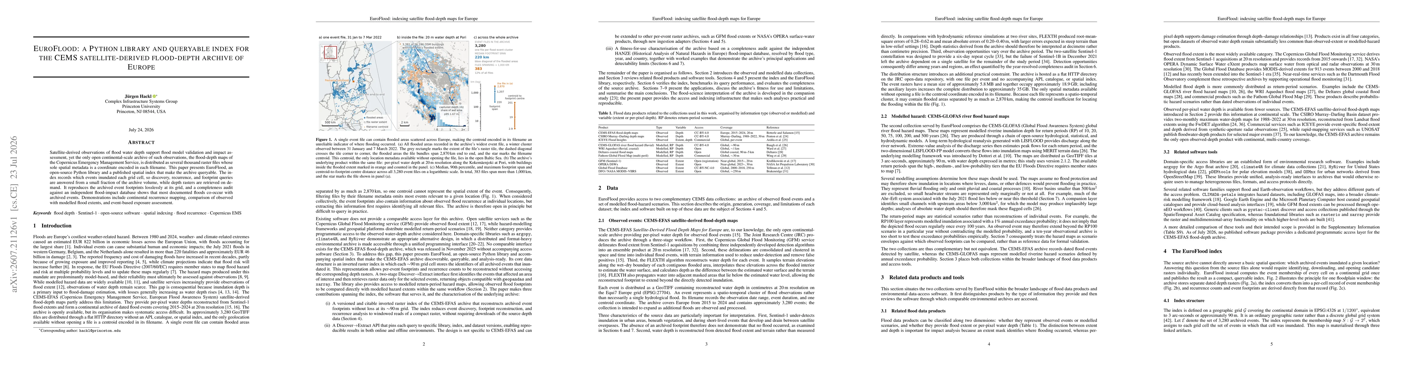 Thumbnail for EuroFlood: a Python library and queryable index for the CEMS satellite-derived flood-depth archive of Europe