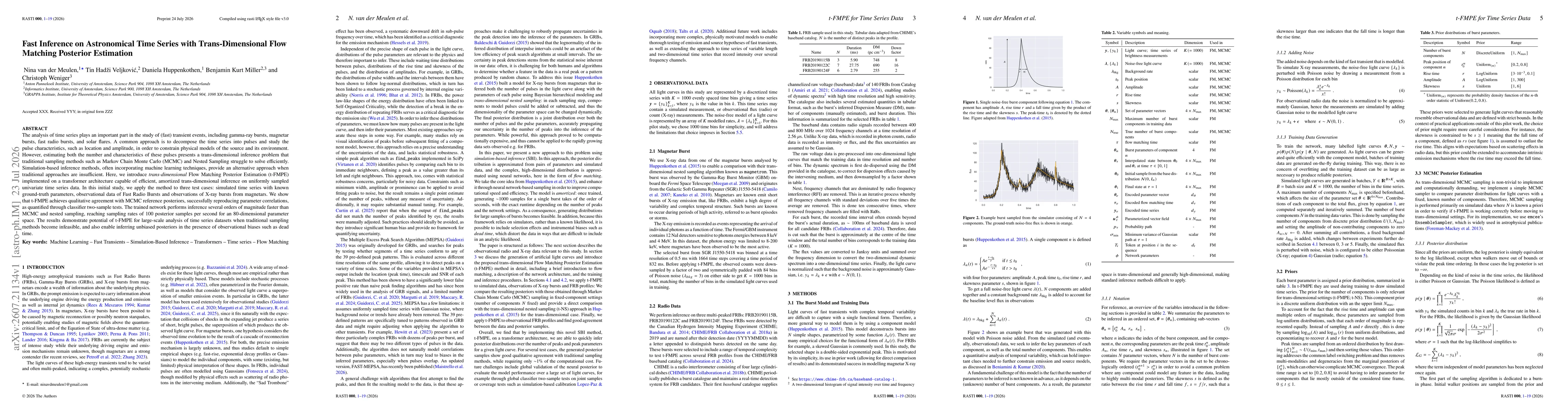 Thumbnail for Fast Inference on Astronomical Time Series with Trans-Dimensional Flow Matching Posterior Estimation