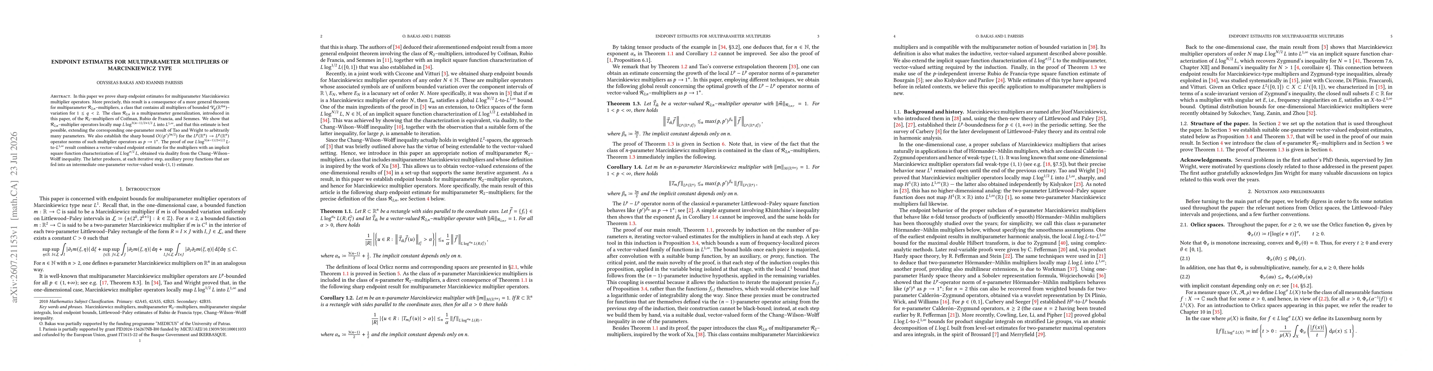 Thumbnail for Endpoint estimates for multiparameter multipliers of Marcinkiewicz type