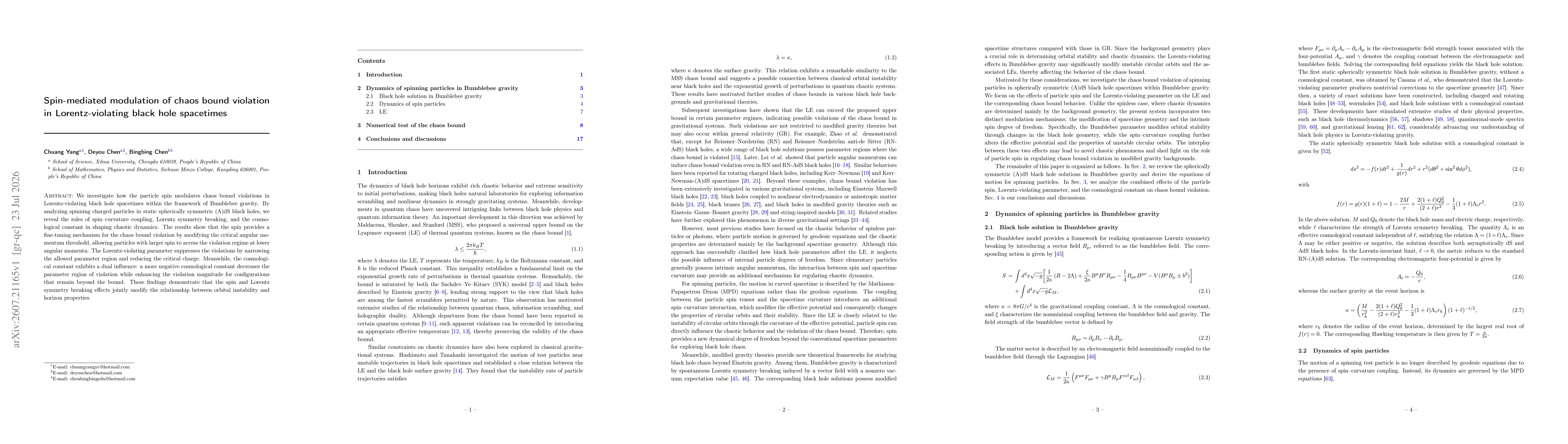 Thumbnail for Spin-mediated modulation of chaos bound violation in Lorentz-violating black hole spacetimes