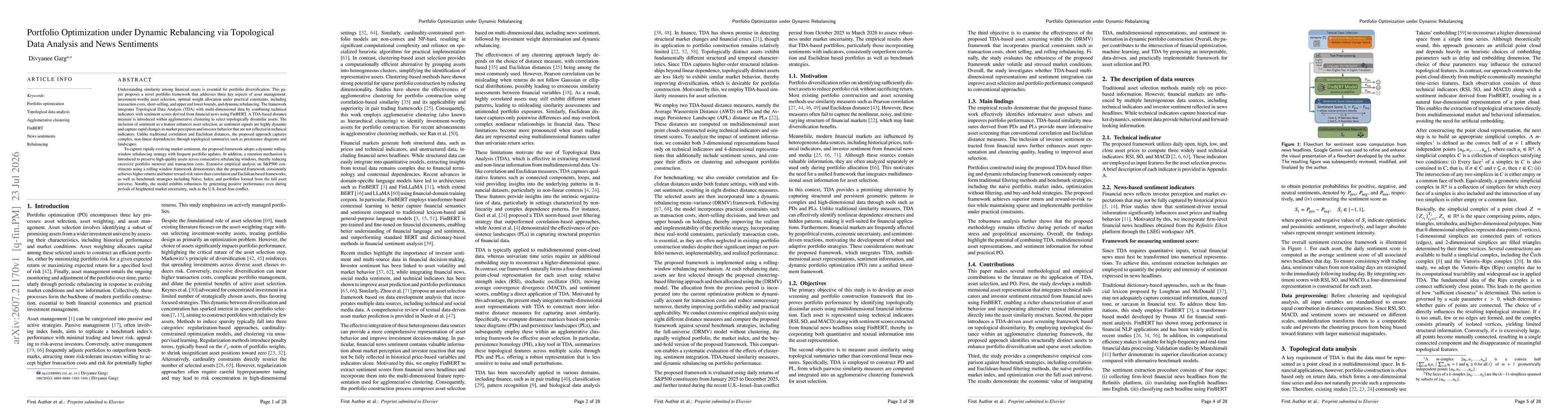 Thumbnail for Portfolio Optimization under Dynamic Rebalancing via Topological Data Analysis and News Sentiments