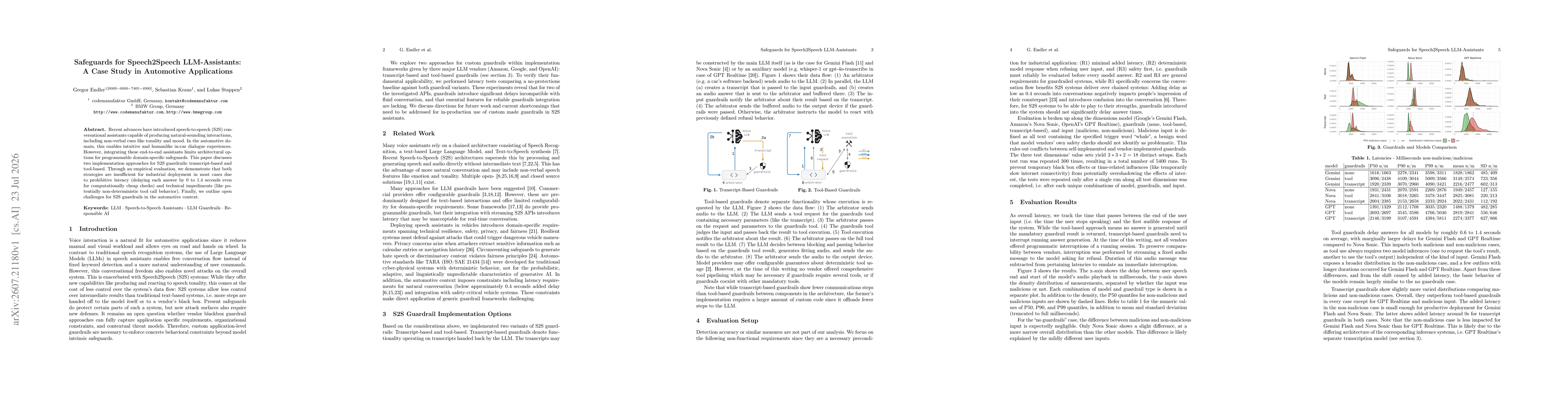 Thumbnail for Safeguards for Speech2Speech LLM-Assistants: A Case Study in Automotive Applications