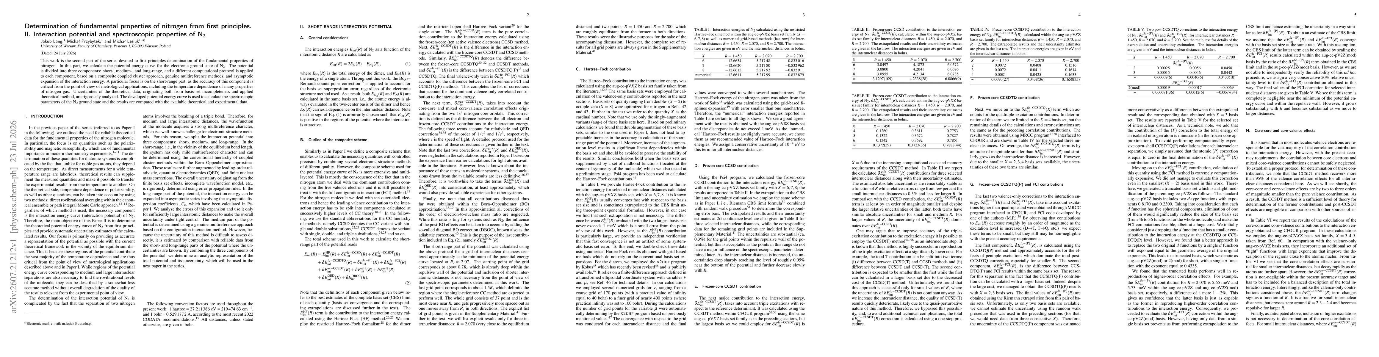 Thumbnail for Determination of fundamental properties of nitrogen from first principles. II. Interaction potential and spectroscopic properties of N$_2$