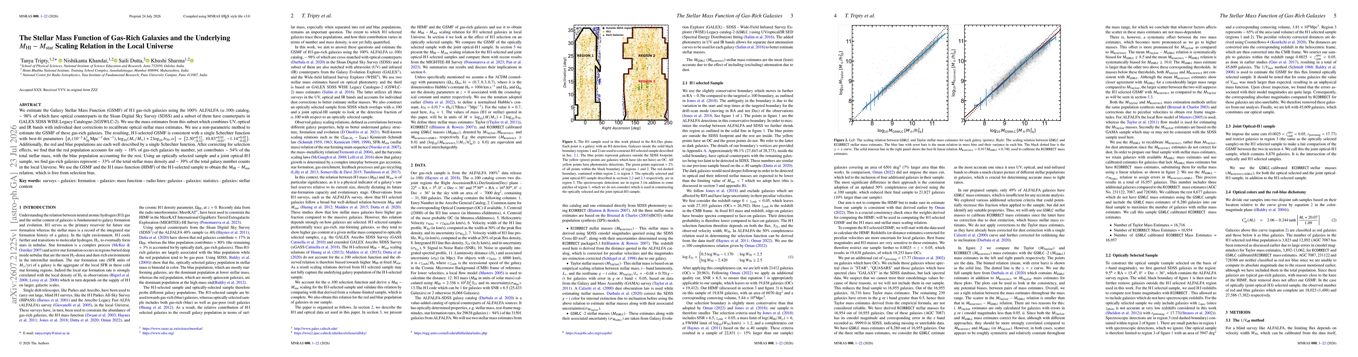 Thumbnail for The Stellar Mass Function of Gas-Rich Galaxies and the Underlying $M_{\rm HI}-M_{\rm star}$ Scaling Relation in the Local Universe