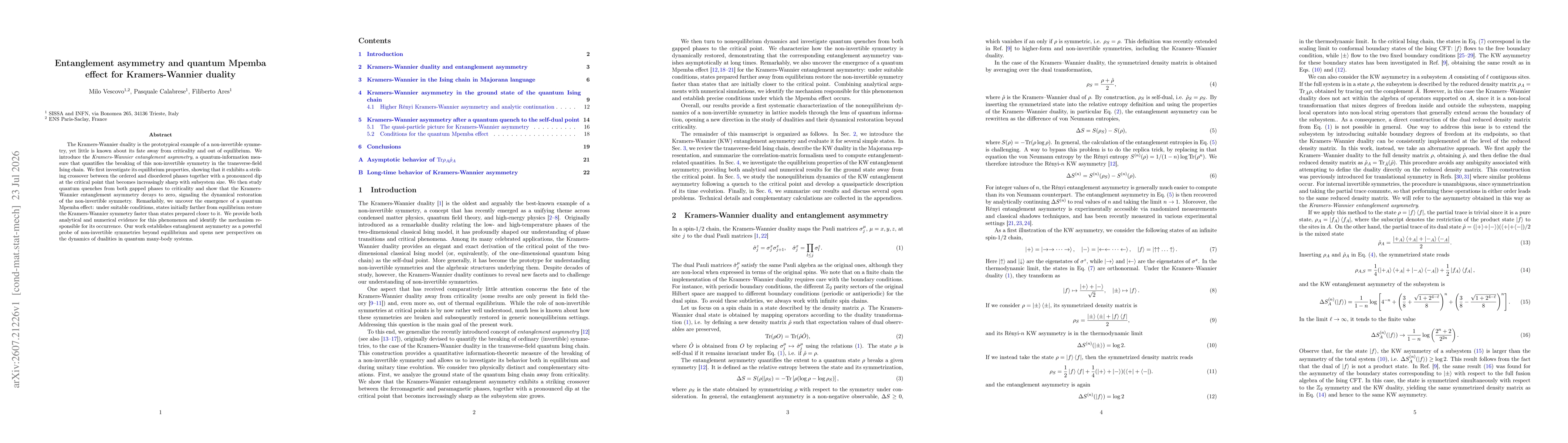 Thumbnail for Entanglement asymmetry and quantum Mpemba effect for Kramers-Wannier duality