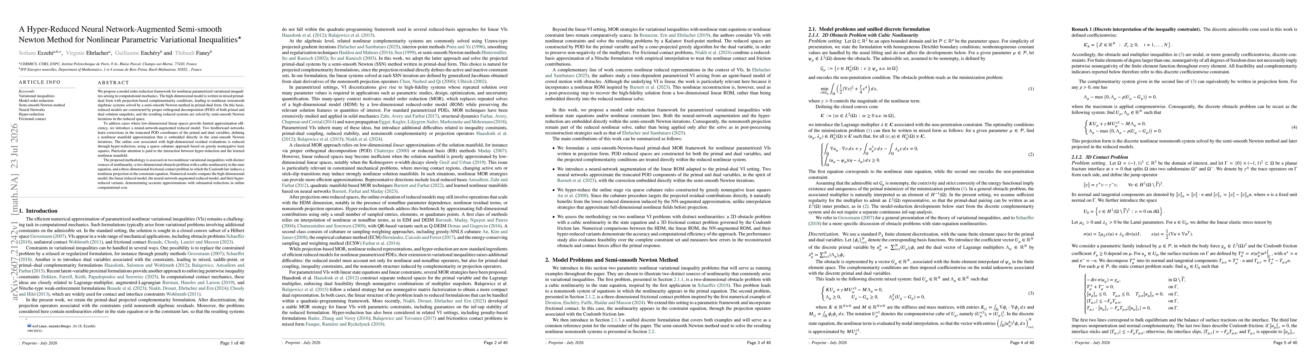 Thumbnail for A Hyper-Reduced Neural Network-Augmented Semi-smooth Newton Method for Nonlinear Parametric Variational Inequalities