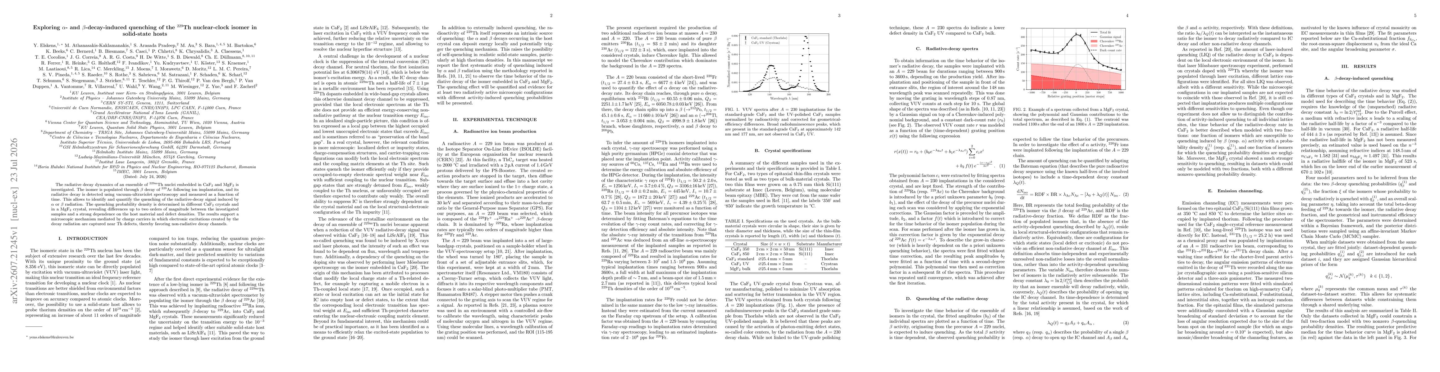 Thumbnail for Exploring $α$- and $β$-decay-induced quenching of the $^{229}$Th nuclear-clock isomer in solid-state hosts