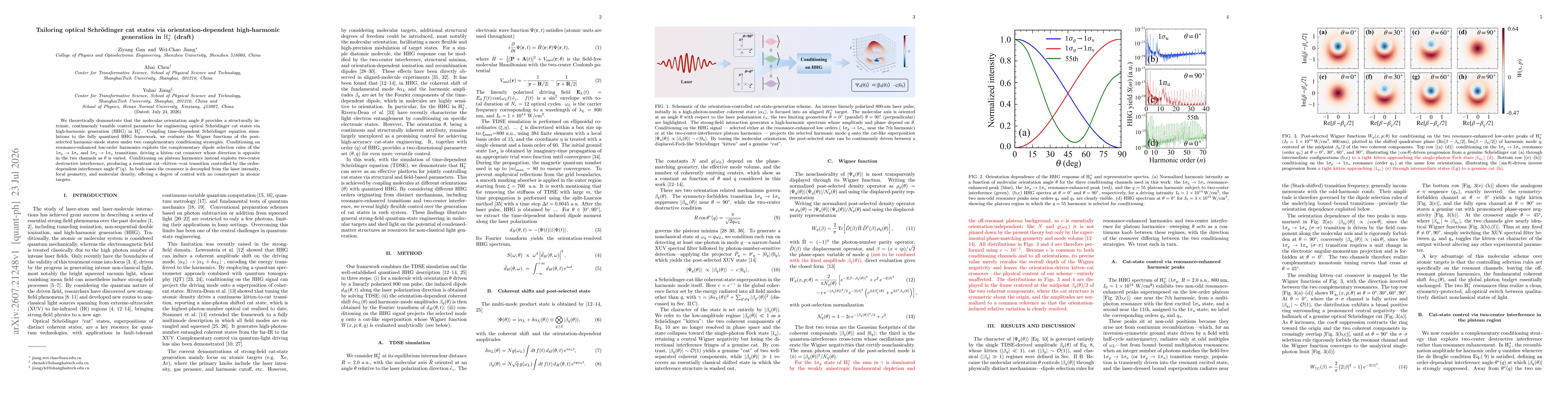 Thumbnail for Tailoring optical Schrödinger cat states via orientation-dependent high-harmonic generation in $\rm{H}_2^+$