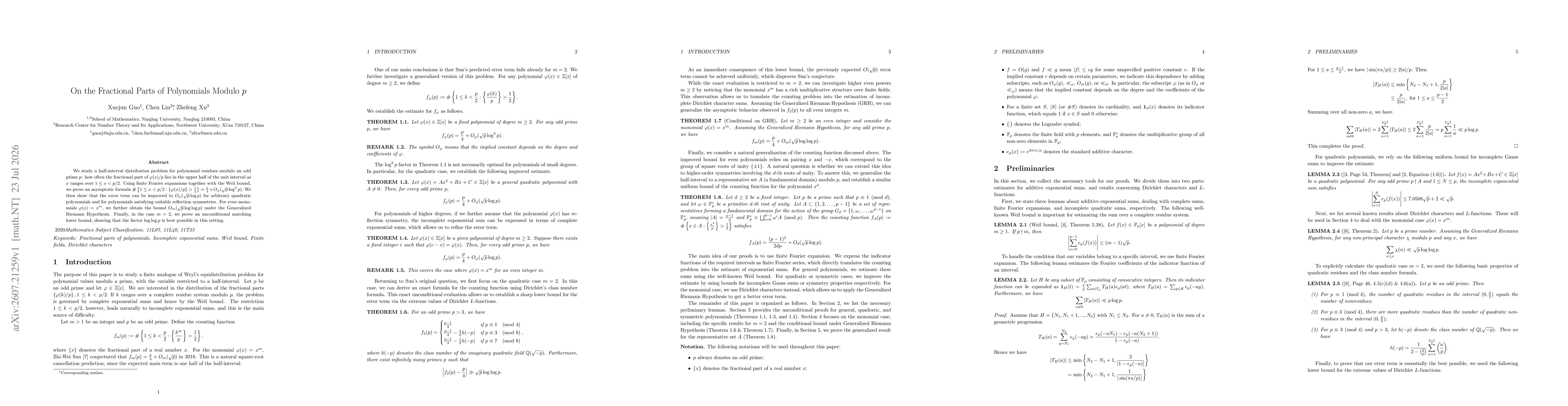 Thumbnail for On the Fractional Parts of Polynomials Modulo $p$
