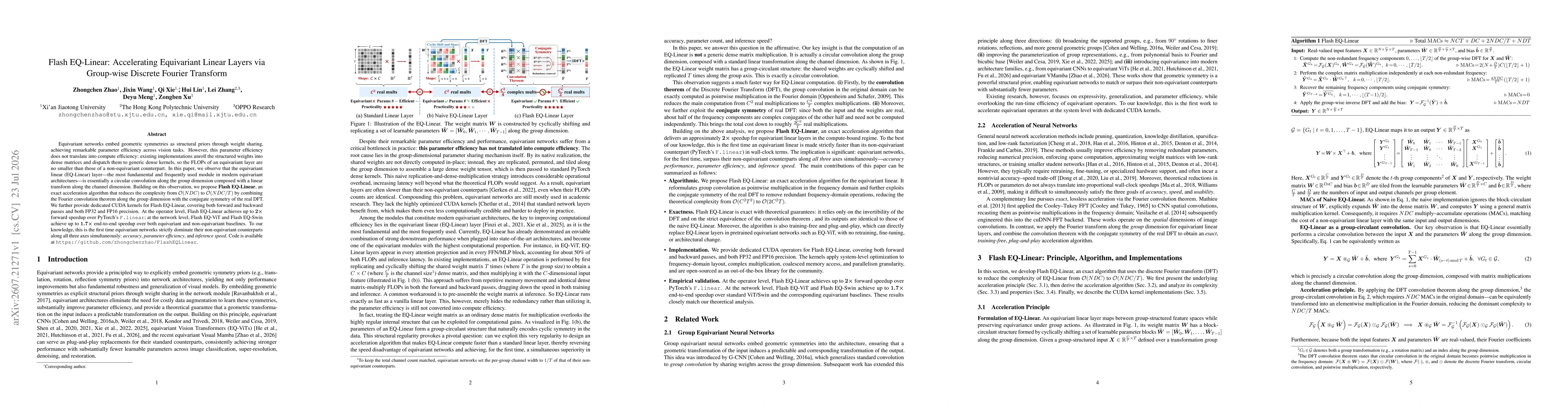 Thumbnail for Flash EQ-Linear: Accelerating Equivariant Linear Layers via Group-wise Discrete Fourier Transform