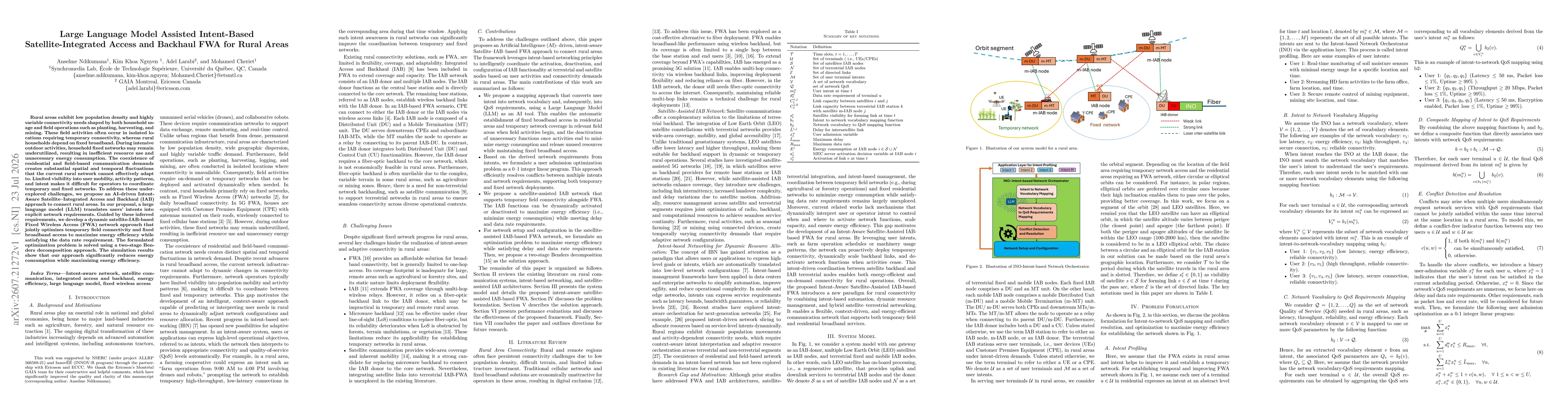 Thumbnail for Large Language Model Assisted Intent-Based Satellite-Integrated Access and Backhaul FWA for Rural Areas